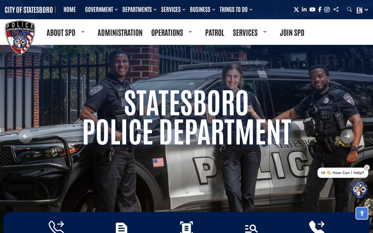 Statesboro warrant search contact route on the official Police Department page